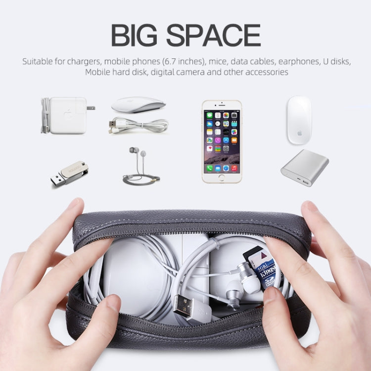 Leather Power Pack Charger Data Cable Mouse Digital Storage Bag(Rose Gold)