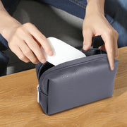 Leather Power Pack Charger Data Cable Mouse Digital Storage Bag(Black)
