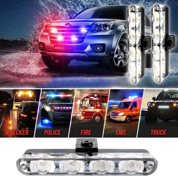 4 in 1 Car 16LEDs Grille Flash Lights Warning Lights with Wireless Remote Control(White Blue) - Warning Lights by PMC TechLife | Online Shopping South Africa | PMC TechLife | Buy Now Pay Later Mobicred