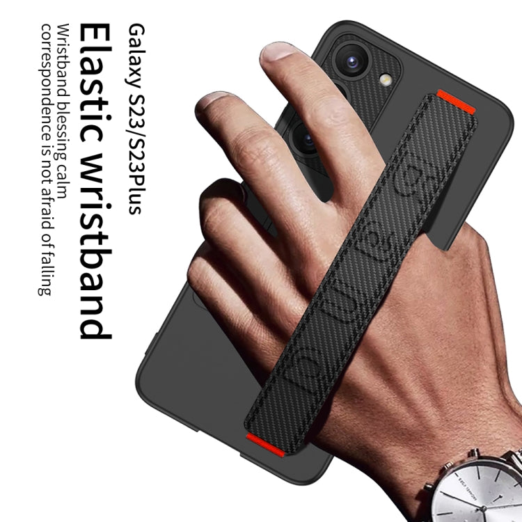 For Samsung Galaxy S23 5G GKK Ultra-thin Wristband Shockproof Phone Case with Holder(Carbon Fibre) - Galaxy S23 5G Cases by GKK | Online Shopping South Africa | PMC TechLife