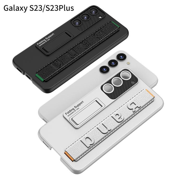 For Samsung Galaxy S23+ 5G GKK Ultra-thin Wristband Shockproof Phone Case with Holder(Green)