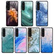 For Samsung Galaxy S23+ 5G Marble Pattern Glass Phone Case(Beach)