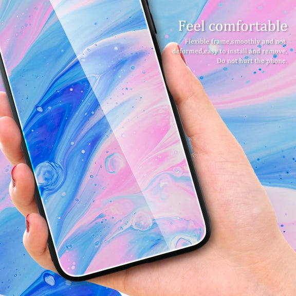 For Samsung Galaxy S23+ 5G Marble Pattern Glass Phone Case(Beach)