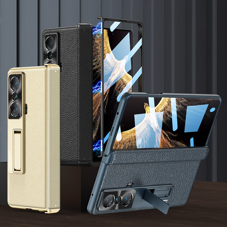 For Honor Magic VS GKK Magnetic Hinge Flip Leather Phone Case with Holder(Carbon Fibre) - Honor Cases by GKK | Online Shopping South Africa | PMC TechLife | Buy Now Pay Later Mobicred