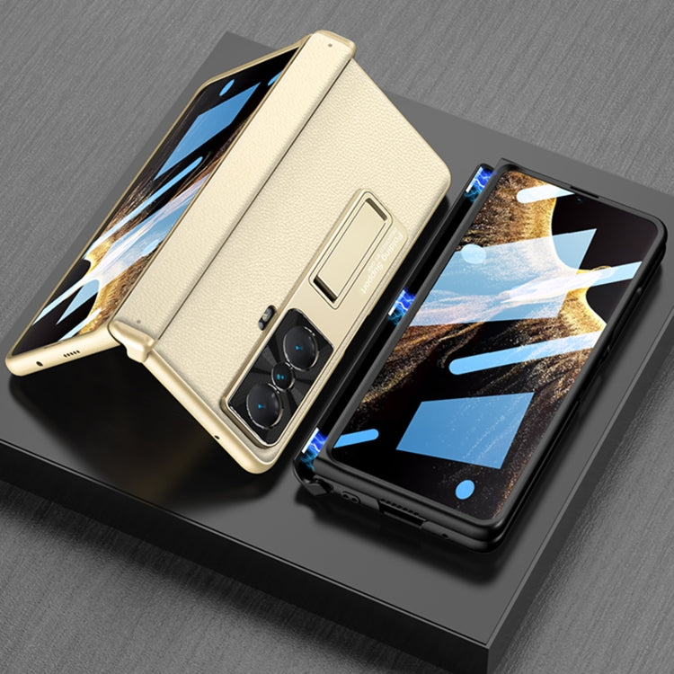For Honor Magic VS GKK Magnetic Hinge Flip Leather Phone Case with Holder(Carbon Fibre) - Honor Cases by GKK | Online Shopping South Africa | PMC TechLife | Buy Now Pay Later Mobicred