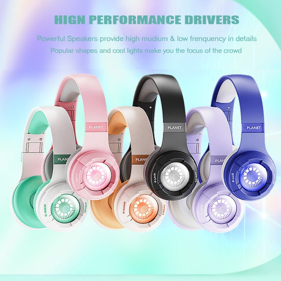 KE25 RGB Light Wireless Stereo Music Bluetooth Headset(Pink)