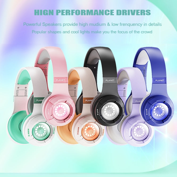KE25 RGB Light Wireless Stereo Music Bluetooth Headset(Pink)