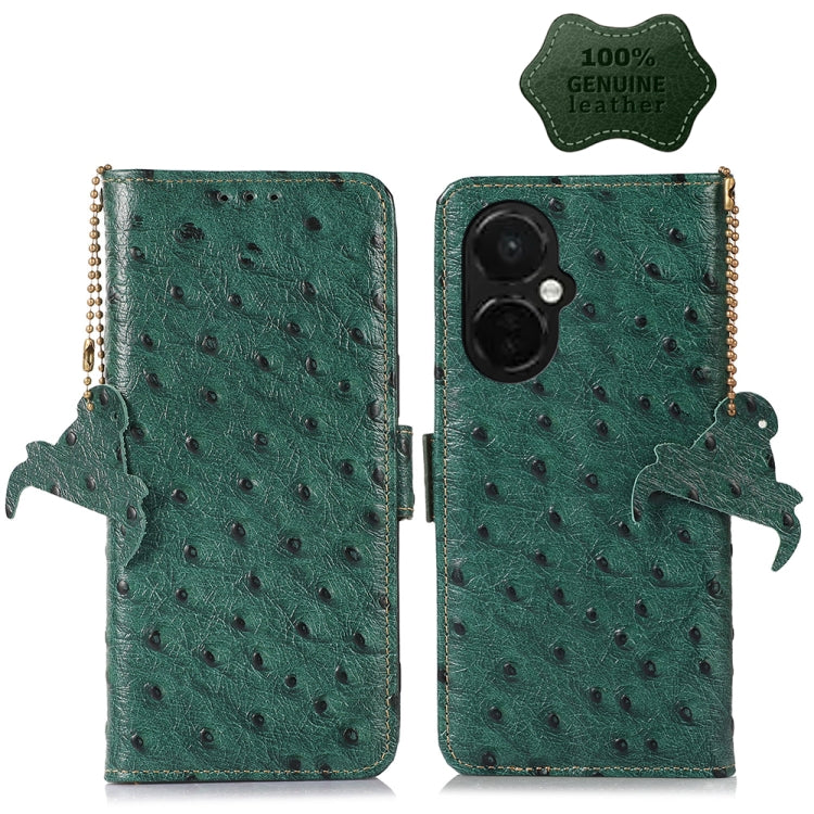 For OnePlus Nord CE 3 Lite Ostrich Pattern Genuine Leather RFID Phone Case(Green) - free shipping - PMC TechLife - Order now!