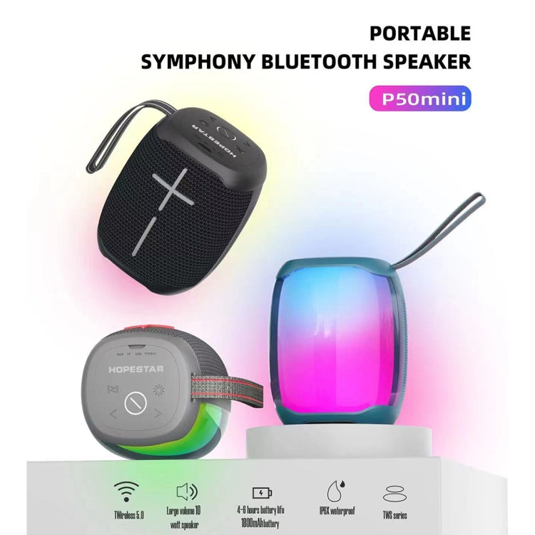 HOPESTAR P50 mini TWS Outdoor RGB Light IPX6Waterproof Bluetooth Speaker(Black) - Waterproof Speaker by HOPESTAR | Online Shopping South Africa | PMC TechLife | Buy Now Pay Later Mobicred