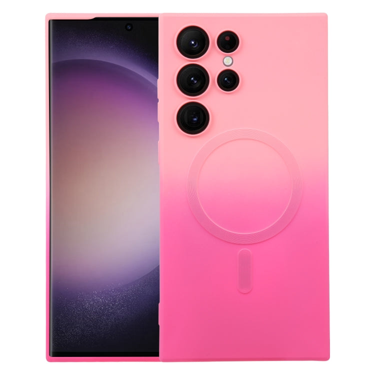 For Samsung Galaxy S23 Ultra 5G Liquid TPU Silicone Gradient MagSafe Phone Case(Pink Red) - free shipping - PMC TechLife - Order now!
