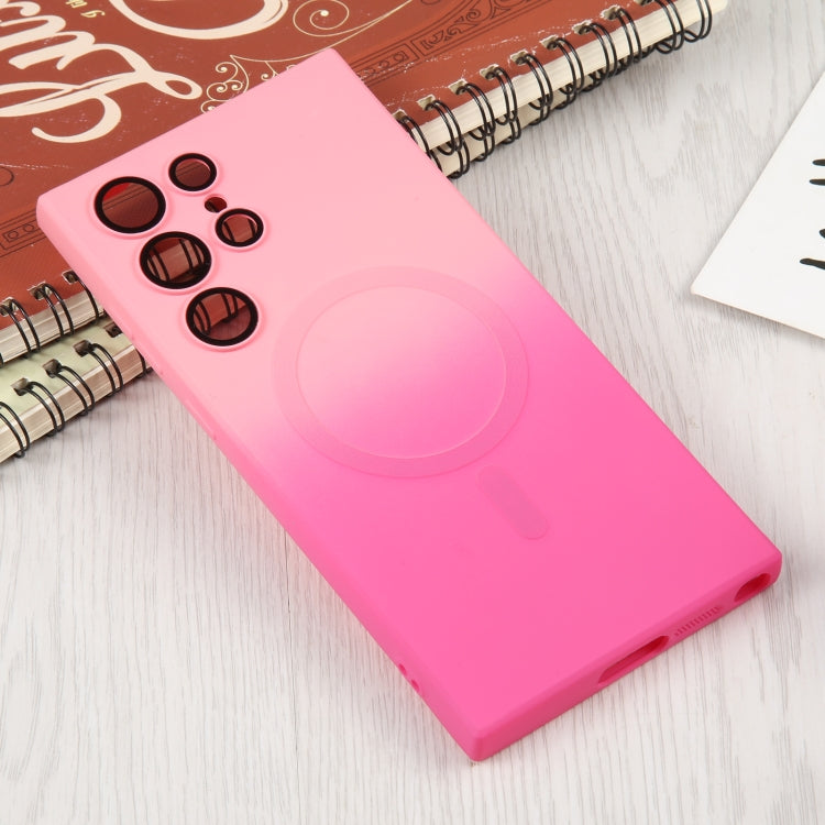 For Samsung Galaxy S22 Ultra 5G Liquid TPU Silicone Gradient MagSafe Phone Case(Pink Red) - free shipping - PMC TechLife - Order now!