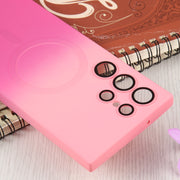 For Samsung Galaxy S22 Ultra 5G Liquid TPU Silicone Gradient MagSafe Phone Case(Pink Red)