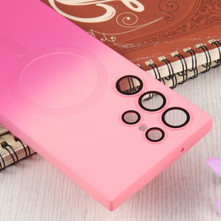 For Samsung Galaxy S23+ 5G Liquid TPU Silicone Gradient MagSafe Phone Case(Pink Red)