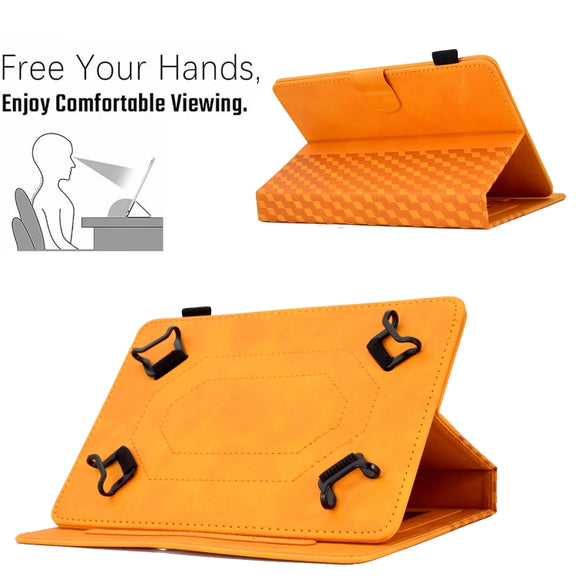 For 8.0 inch Universal Tablet Rhombus Embossed Leather Case(Khaki)