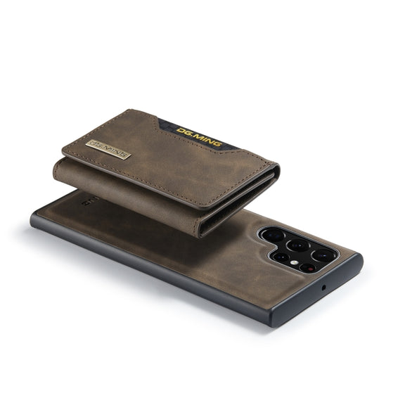 For Samsung Galaxy S23 Ultra 5G DG.MING M2 Series 3-Fold Multi Card Bag + Phone Case(Coffee)