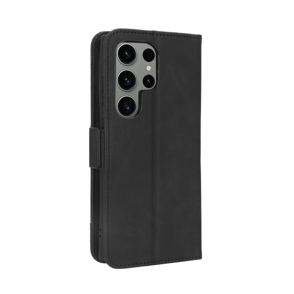 For Samsung Galaxy S23 Ultra 5G Skin Feel Calf Texture Card Slots Leather Phone Case(Black)