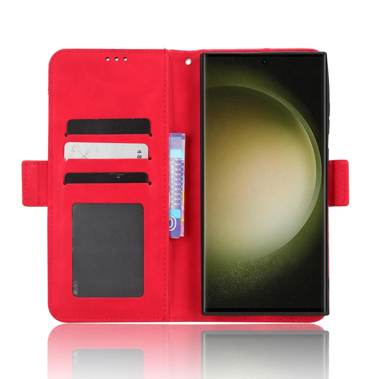 For Samsung Galaxy S23 Ultra 5G Skin Feel Calf Texture Card Slots Leather Phone Case(Red)