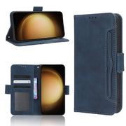 For Samsung Galaxy S23 5G Skin Feel Calf Texture Card Slots Leather Phone Case(Blue)