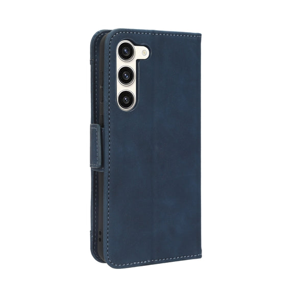 For Samsung Galaxy S23 5G Skin Feel Calf Texture Card Slots Leather Phone Case(Blue)