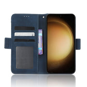 For Samsung Galaxy S23 5G Skin Feel Calf Texture Card Slots Leather Phone Case(Blue)