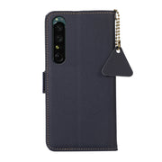 For Sony Xperia 1 IV Side-Magnetic TJ Genuine Leather RFID Phone Case(Blue)