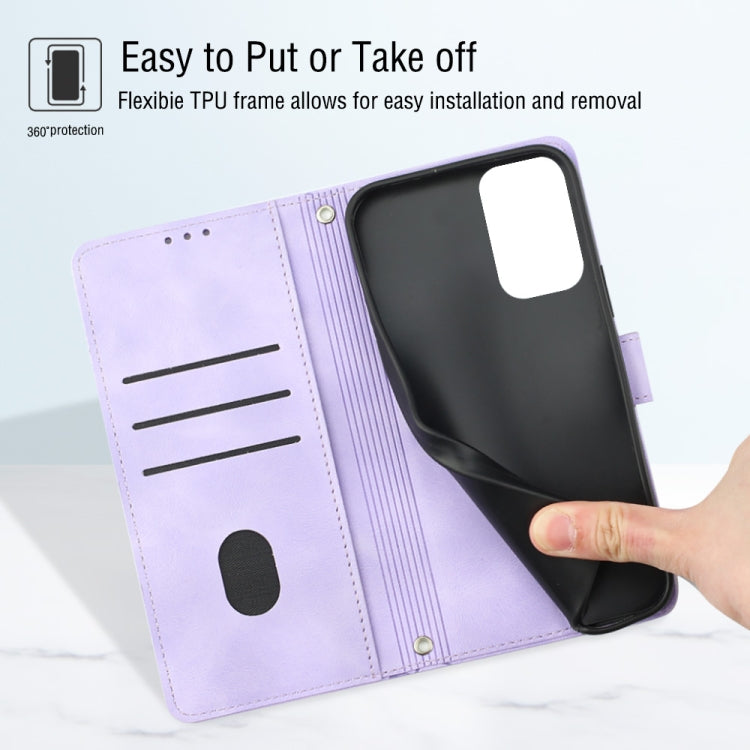For Samsung Galaxy A13 Lite / A13 4G Skin-feel Embossed Leather Phone Case(Light Purple)