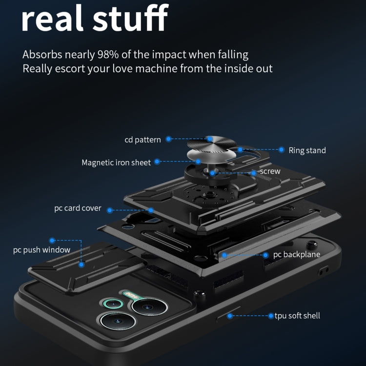 For Xiaomi Redmi Note 12 5G Sliding Camshield Card Phone Case(Black) - free shipping - PMC TechLife - Order now!