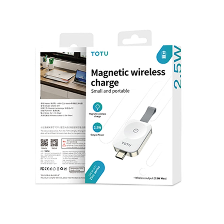 For Apple Watch TOTUDESIGN Watch Wireless Magnetic Charger, Interface:USB-C / Type-C(White) - Charger / Holder by TOTUDESIGN | Online Shopping South Africa | PMC Jewellery | Buy Now Pay Later Mobicred