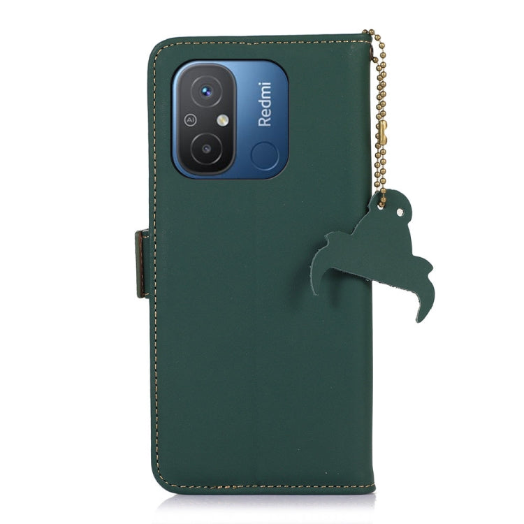 For Xiaomi Redmi 12C / Redmi 11A Genuine Leather Magnetic RFID Leather Phone Case(Green)