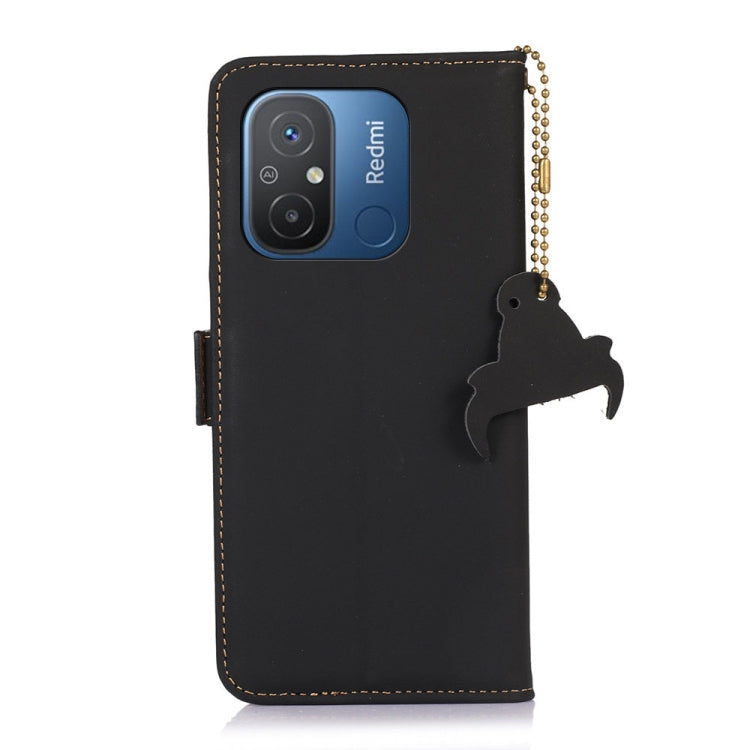 For Xiaomi Redmi 12C / Redmi 11A Genuine Leather Magnetic RFID Leather Phone Case(Black) - Xiaomi Cases by PMC TechLife | Online Shopping South Africa | PMC TechLife