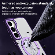 For Samsung Galaxy S23 5G Skin Feel MagSafe Shockproof Phone Case with Holder(Black)