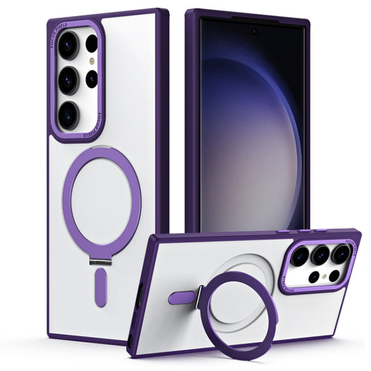 For Samsung Galaxy S23 Ultra 5G Skin Feel MagSafe Shockproof Phone Case with Holder(Purple) - free shipping - PMC Jewellery - Order now!
