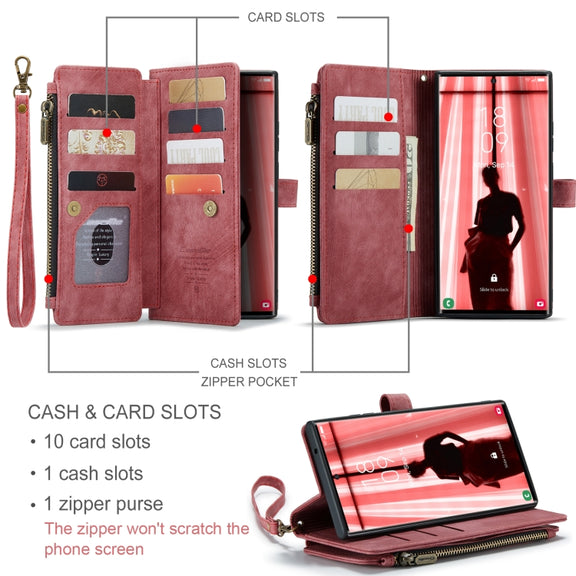For Samsung Galaxy S23 Ultra 5G CaseMe C30 Multifunctional Leather Phone Case(Red) - Galaxy S23 Ultra 5G Cases by CaseMe | Online Shopping South Africa | PMC TechLife | Buy Now Pay Later Mobicred