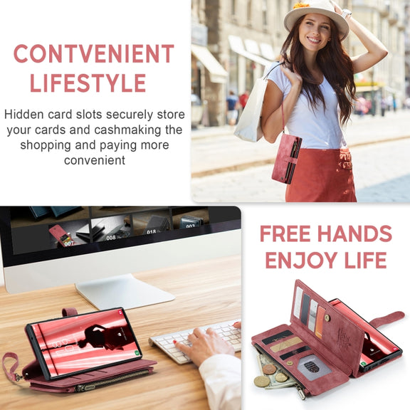 For Samsung Galaxy S23 Ultra 5G CaseMe C30 Multifunctional Leather Phone Case(Red) - Galaxy S23 Ultra 5G Cases by CaseMe | Online Shopping South Africa | PMC TechLife | Buy Now Pay Later Mobicred