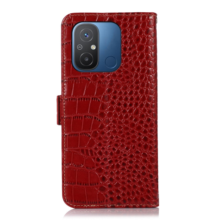 For Xiaomi Redmi 12C / 11A Crocodile Top Layer Cowhide Leather Phone Case(Red) - Xiaomi Cases by PMC TechLife | Online Shopping South Africa | PMC TechLife