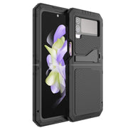 For Samsung Galaxy Z Flip4 RedPepper 360 Full Body Rugged Metal Life Water-resistant Phone Case (Black)