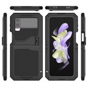 For Samsung Galaxy Z Flip4 RedPepper 360 Full Body Rugged Metal Life Water-resistant Phone Case (Black)