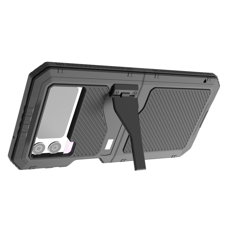 For Samsung Galaxy Z Flip4 RedPepper 360 Full Body Rugged Metal Life Water-resistant Phone Case (Black)