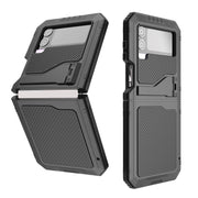 For Samsung Galaxy Z Flip4 RedPepper 360 Full Body Rugged Metal Life Water-resistant Phone Case (Black)
