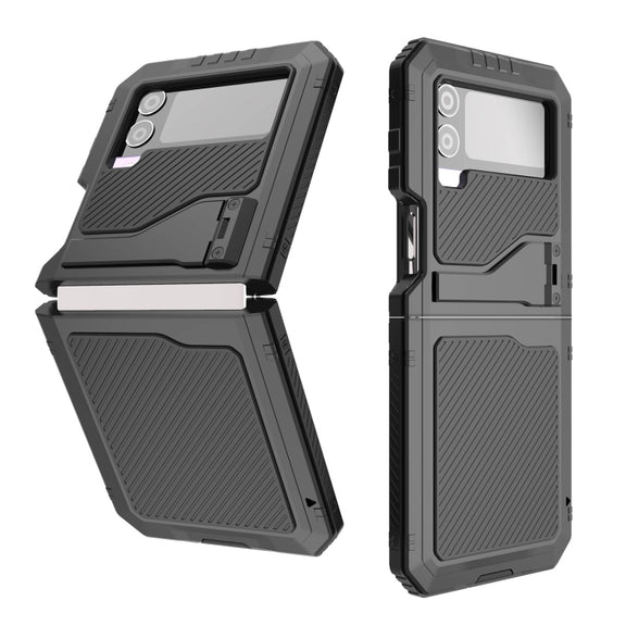 For Samsung Galaxy Z Flip4 RedPepper 360 Full Body Rugged Metal Life Water-resistant Phone Case (Black)