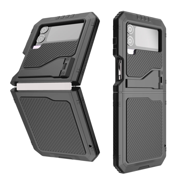 For Samsung Galaxy Z Flip4 RedPepper 360 Full Body Rugged Metal Life Water-resistant Phone Case (Black)