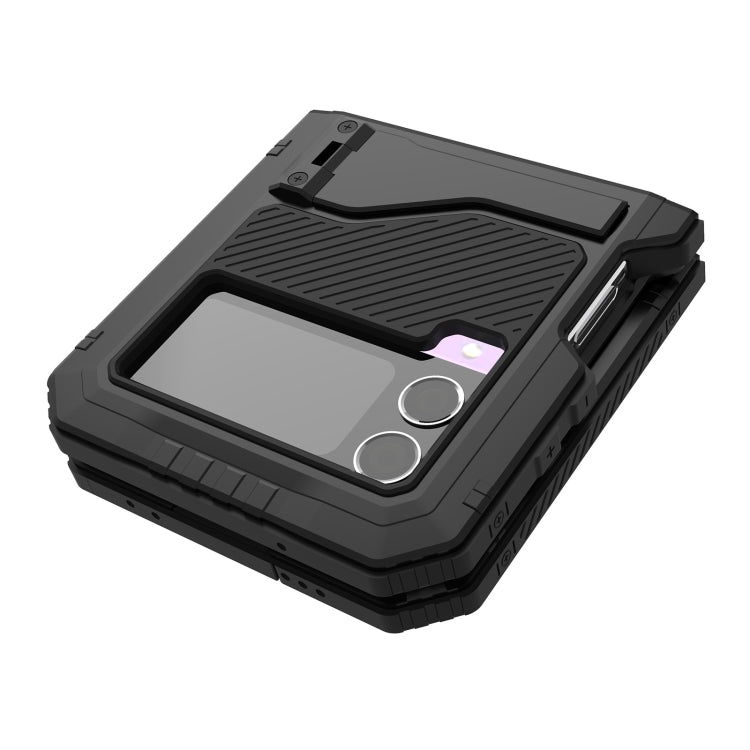 For Samsung Galaxy Z Flip4 RedPepper 360 Full Body Rugged Metal Life Water-resistant Phone Case (Black)