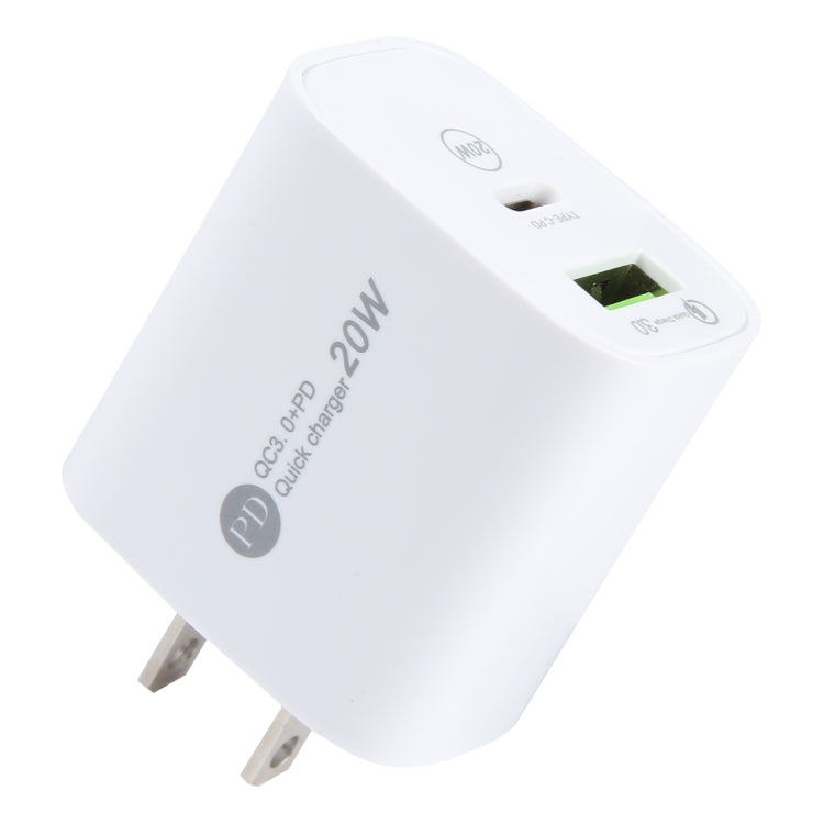 PD 20W USB-C/Type-C+QC 3.0 USB Interface Fast Charge Charger, Specification: US Plug(White) - free shipping - PMC TechLife - Order now!