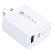 PD 20W USB-C/Type-C+QC 3.0 USB Interface Fast Charge Charger, Specification: US Plug(White)
