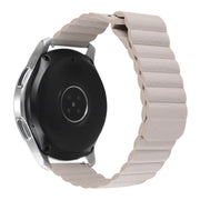 Compatible with Garmin Compatible witherunner 255S / Venu 2S 18mm Universal Magnetic Loop Leather Watch Band(Khaki)