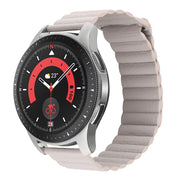 Compatible with Garmin Compatible witherunner 255S / Venu 2S 18mm Universal Magnetic Loop Leather Watch Band(Khaki)