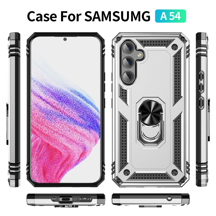 For Samsung Galaxy A54 Shockproof TPU + PC Phone Case with Holder(Silver) - free shipping - PMC TechLife - Order now!