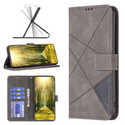For Xiaomi Poco F5 5G / Redmi Note 12 Turbo Magnetic Buckle Rhombus Texture Leather Phone Case(Grey)