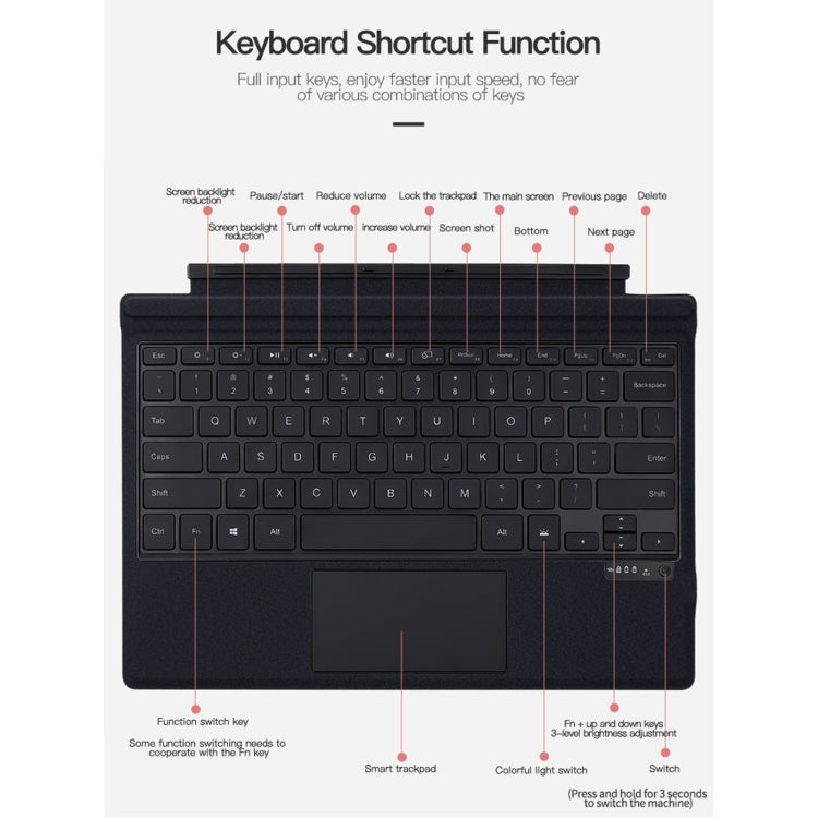 For Microsoft Surface Pro 3 / 4 / 5 / 6 / 7 / 7+ Magnetic Bluetooth Keyboard - Others Keyboard by PMC TechLife | Online Shopping South Africa | PMC TechLife