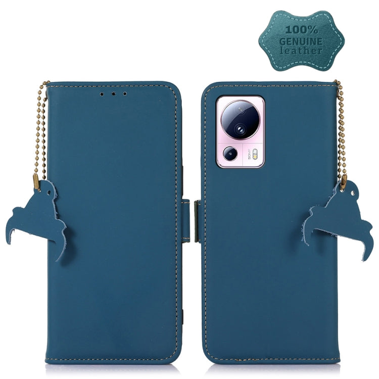 For Xiaomi 13 Lite / Civi 2 Genuine Leather Magnetic RFID Leather Phone Case(Blue) - free shipping - PMC TechLife - Order now!